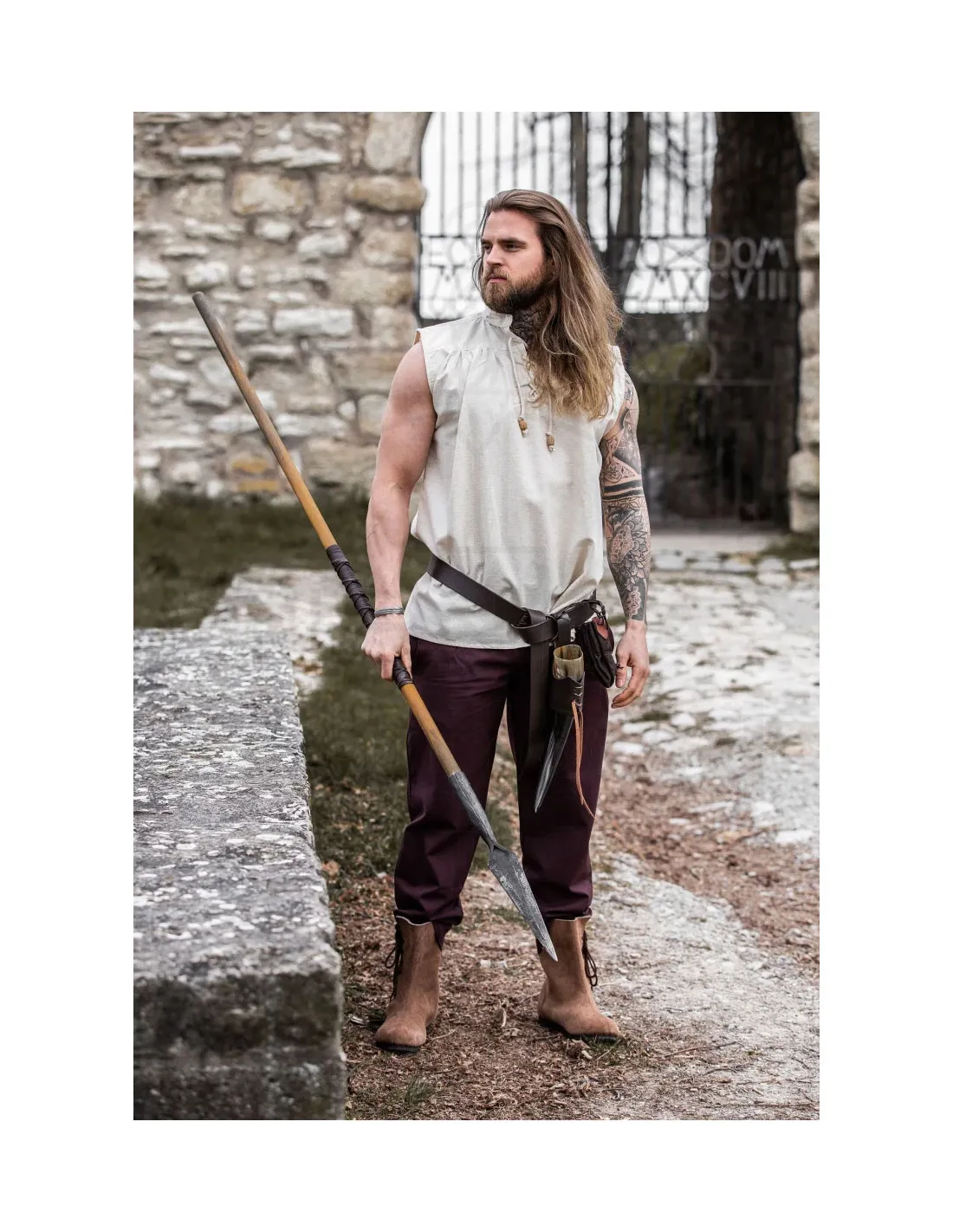 Camisa medieval natural sin mangas
