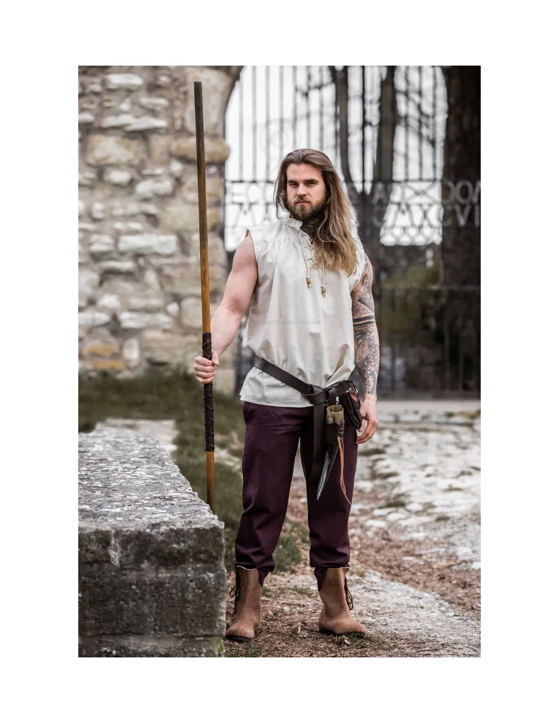 Camisa medieval natural sin mangas