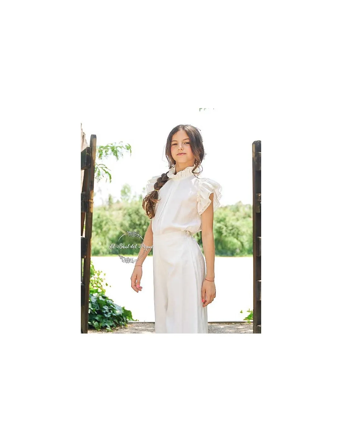 Camisa Niña Ceremonia Basic Manuela Montero Blanco Roto