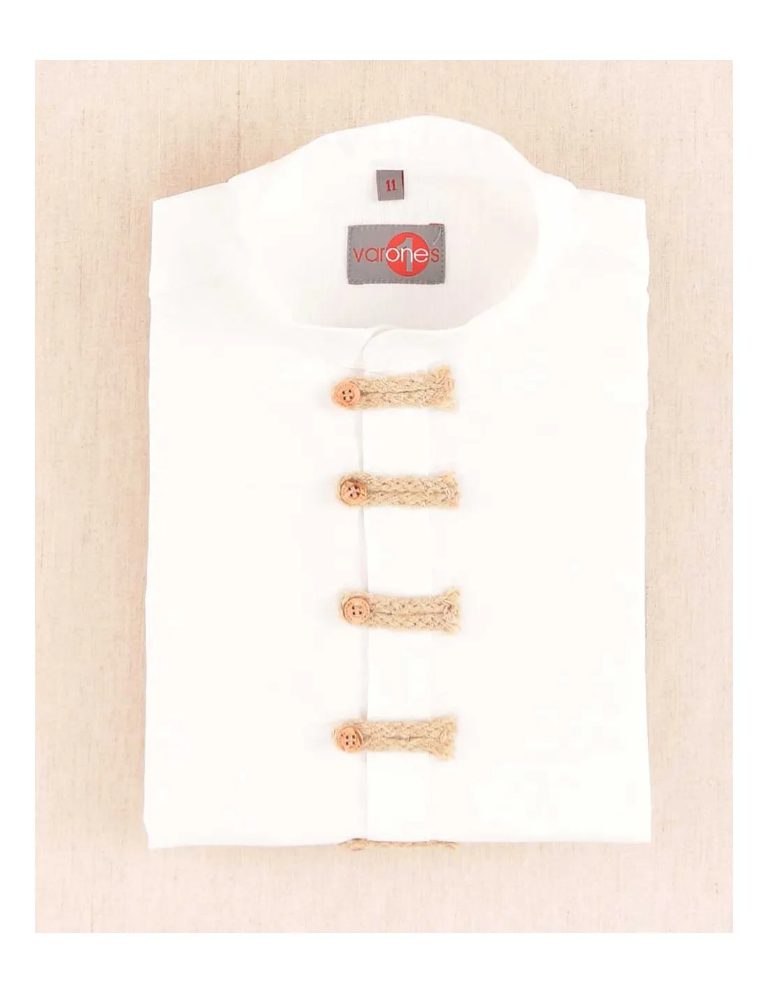Camisa Niño Cuello Mao Ceremonia Varones Alamares Cuerdas