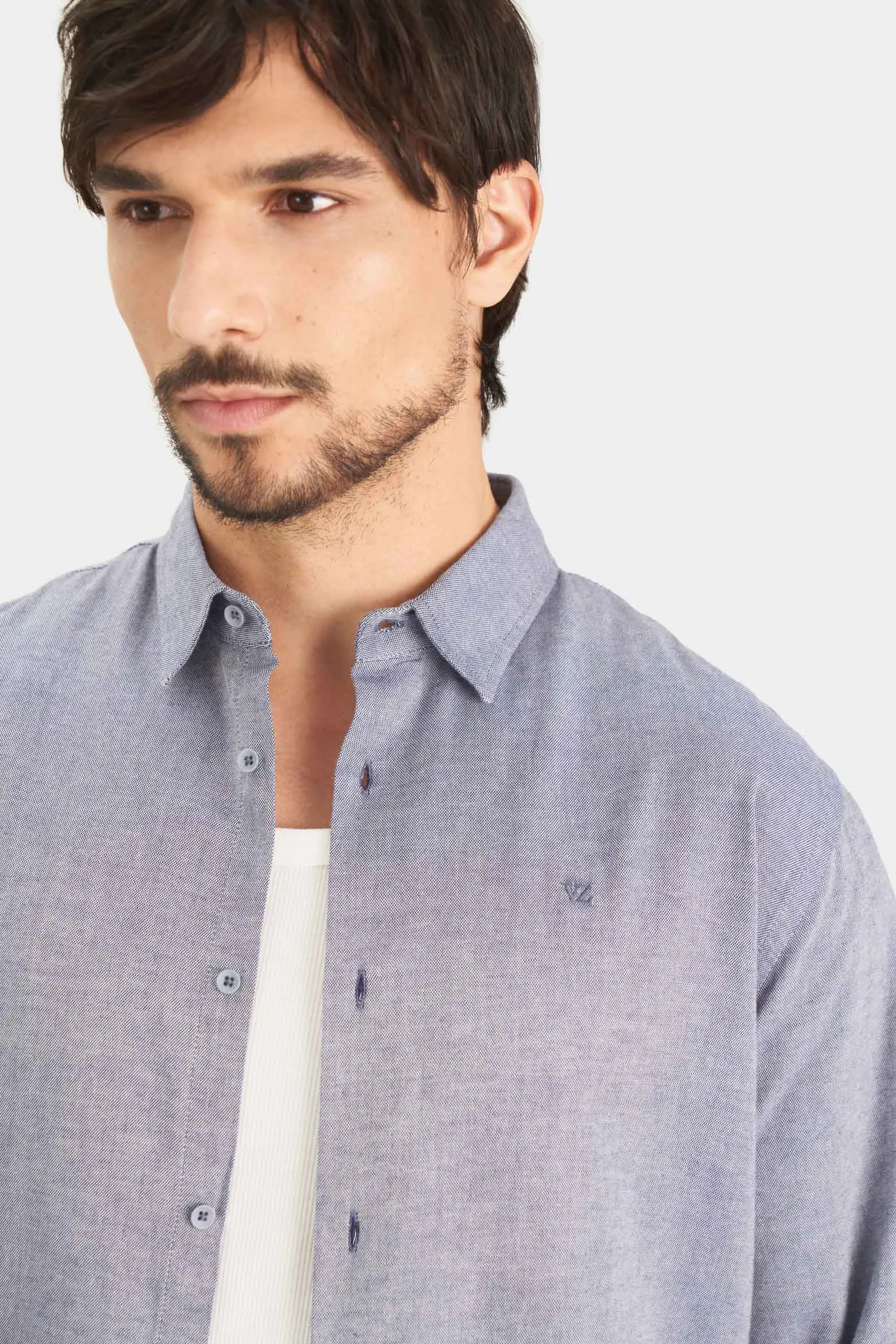 Camisa oxford manga larga calagua para hombre semifitted
