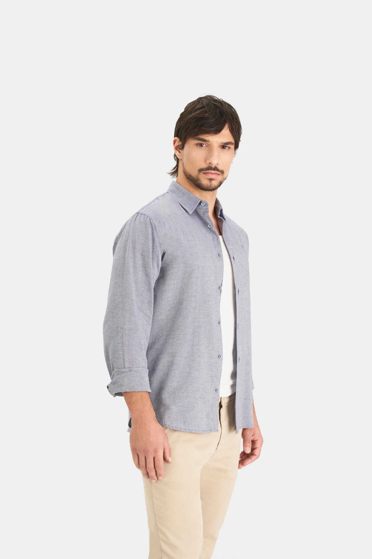 Camisa oxford manga larga calagua para hombre semifitted
