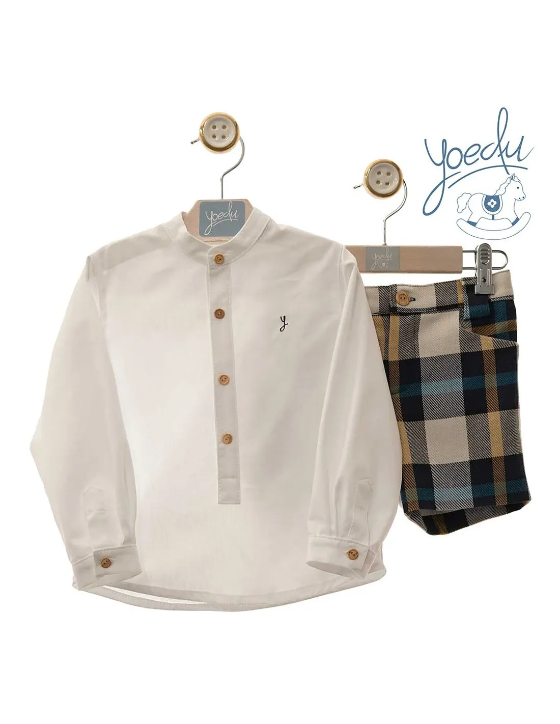Camisa y Bermuda Cuadros Niño Infantil Yoedu Familia Minnie