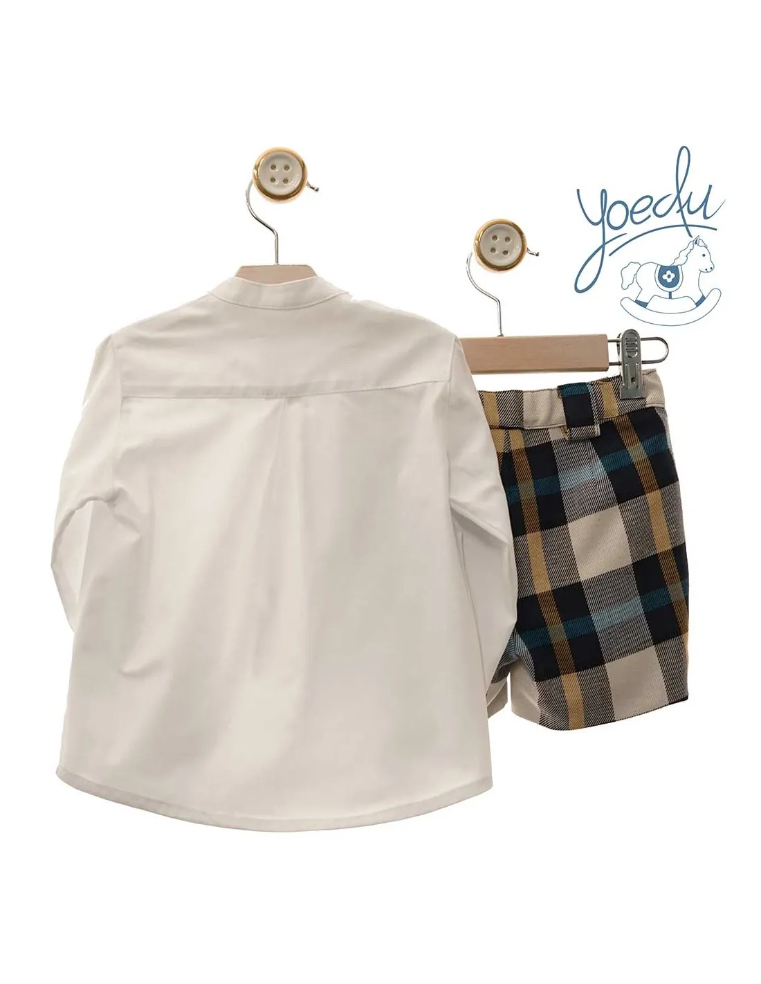 Camisa y Bermuda Cuadros Niño Infantil Yoedu Familia Minnie