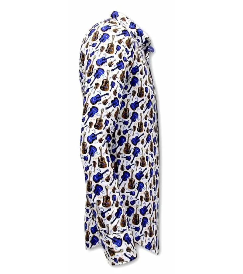 CAMISAS HOMBRE GITAAR PRINT  3069  BLANCO/AZUL