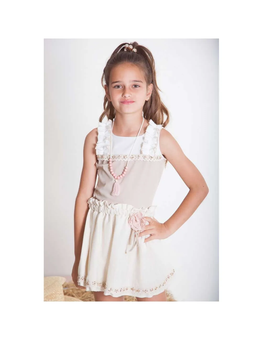 Camiseta Camel Niña Vintage Ceremonia Kauli Moda Infantil