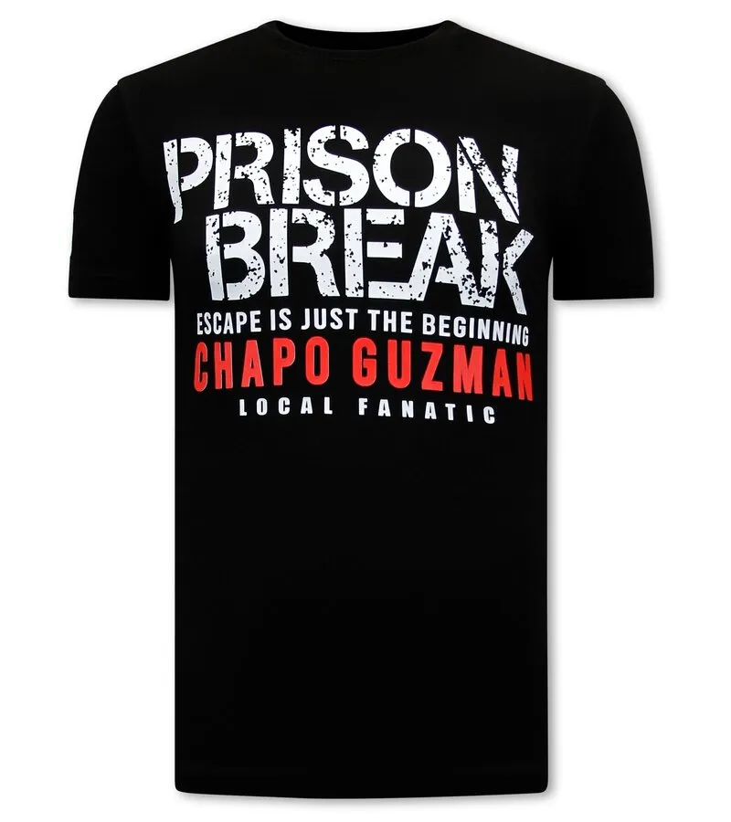 CAMISETA CHAPO GUZMAN PRISON BREAK HOMBRE  NEGRO