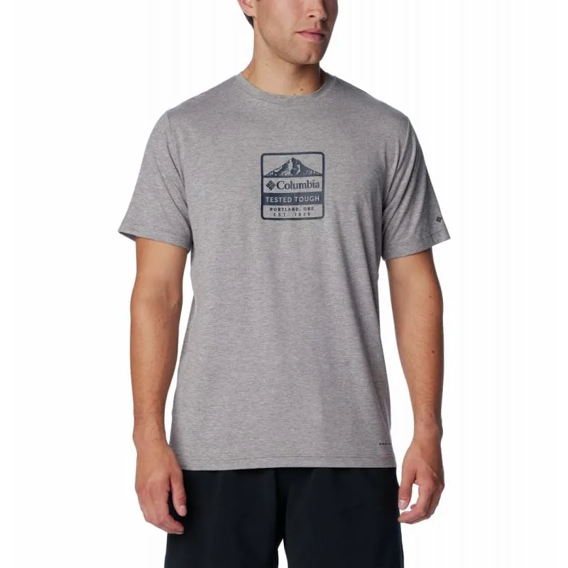 Camiseta Columbia Kwick Hike Graphic SS (Boulder Heather, Tested Tough PDX) Hombre
