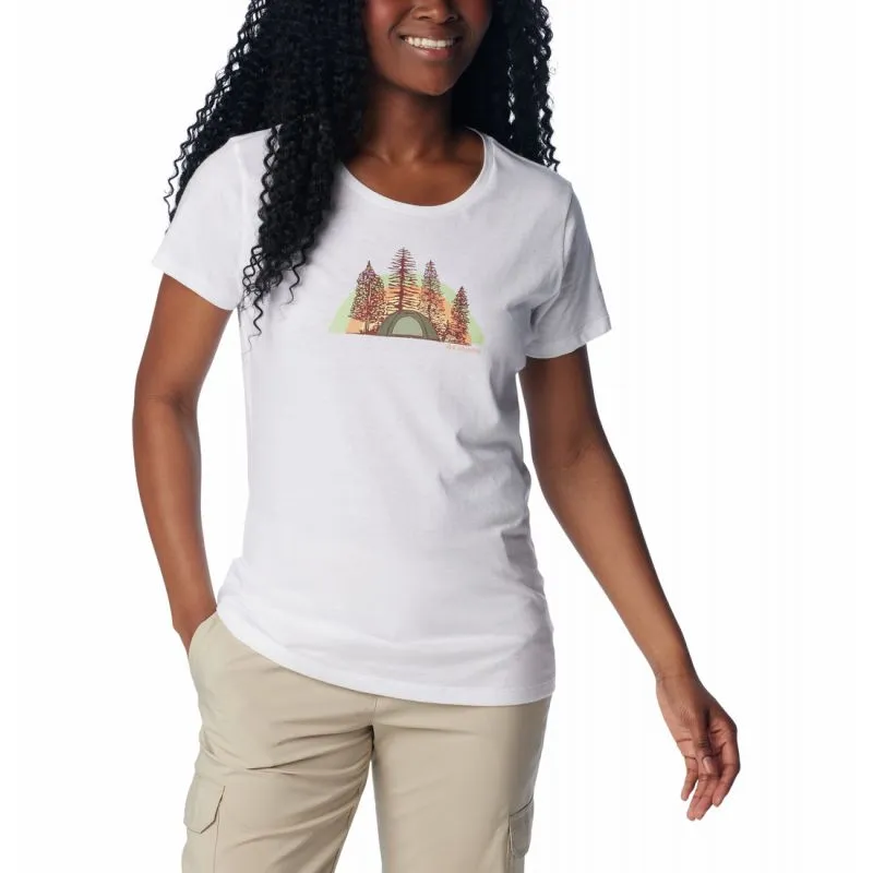 Camiseta Columbia Women's Daisy Days SS Graphic (Blanca, Happier Outdoors)