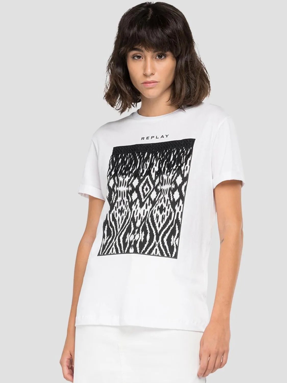 CAMISETA CON FLECO Y ESTAMPADA REPLAY