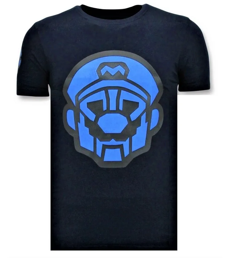 CAMISETA DE HOMBRE  IMPRESIóN DE MARIO NEON  AZUL
