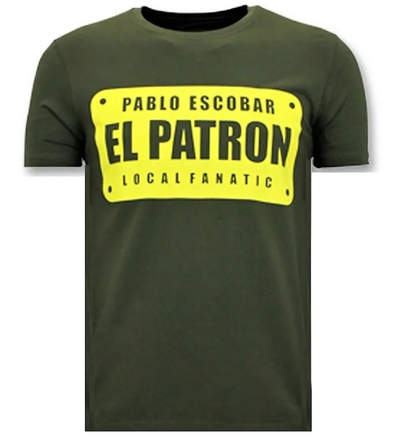 CAMISETA DE HOMBRE  PABLO ESCOBAR EL PATRON  VERDE