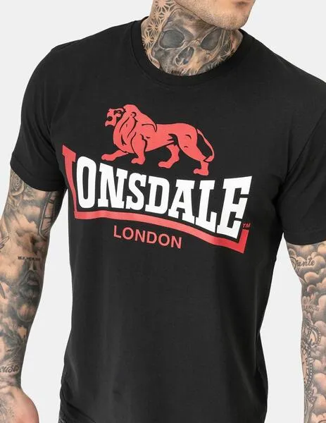 CAMISETA LONSDALE LION TWO TONE  BLACK/RED/WHITE