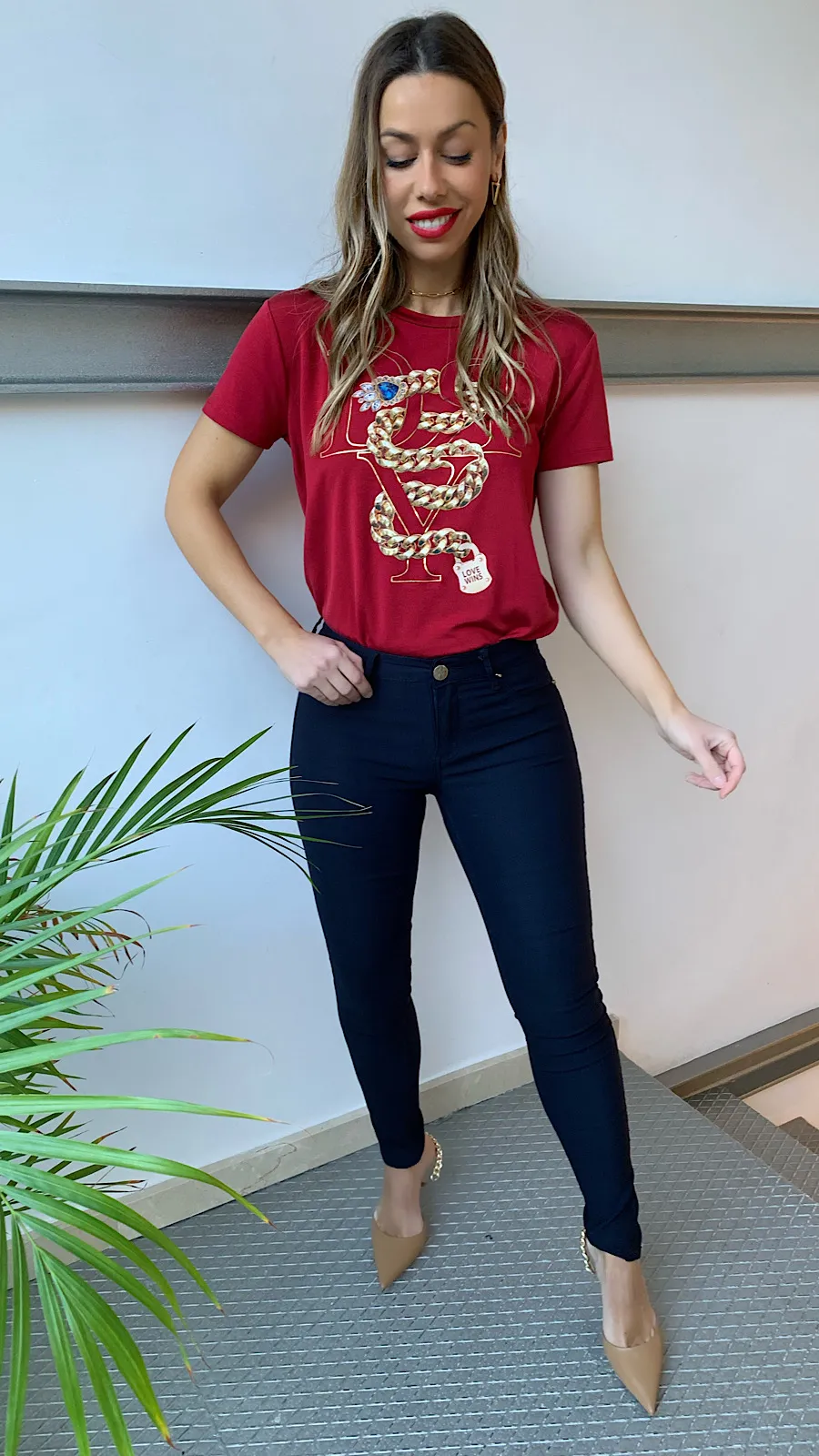 Camiseta Roja Cadena Efecto Snake