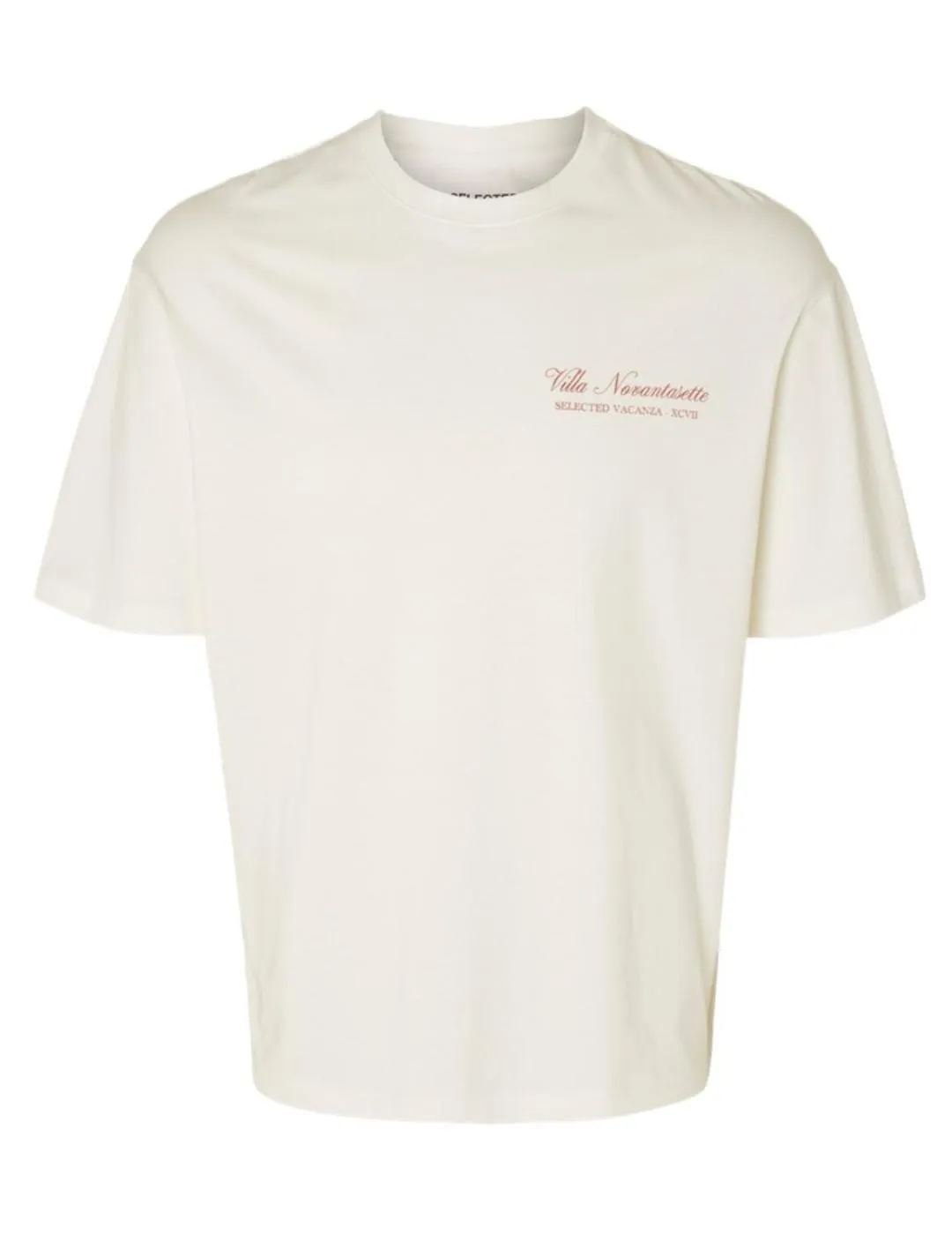 Camiseta Selected Loose blanca manga corta para hombre