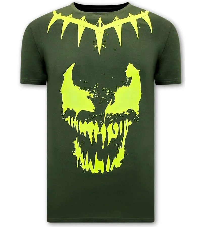 CAMISETAS HOMBRE CALAVERAS VENOM FACE NEON   VERDE