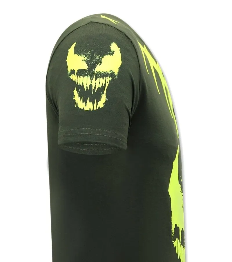 CAMISETAS HOMBRE CALAVERAS VENOM FACE NEON   VERDE