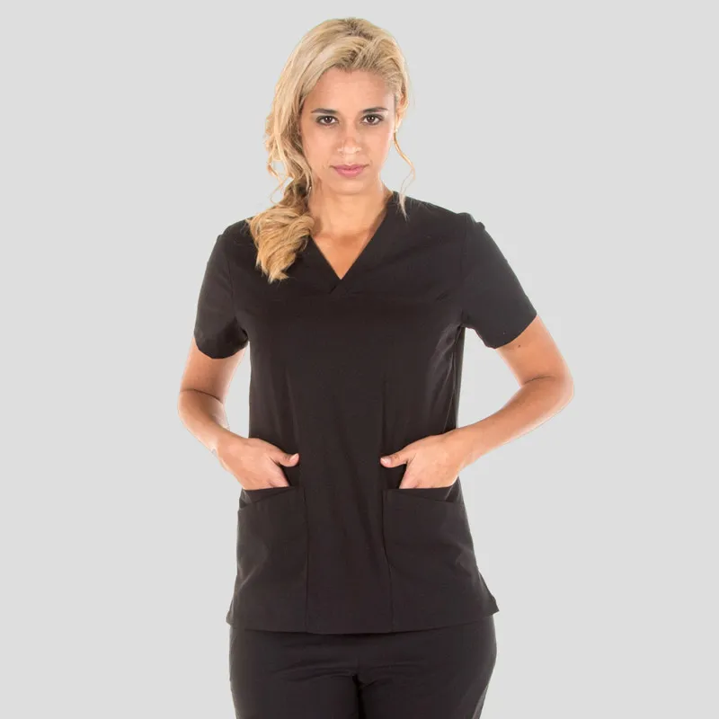 CAMISOLA PIJAMA DE MUJER AGATA TEJIDO ELASTIK NEGRO  GARY'S