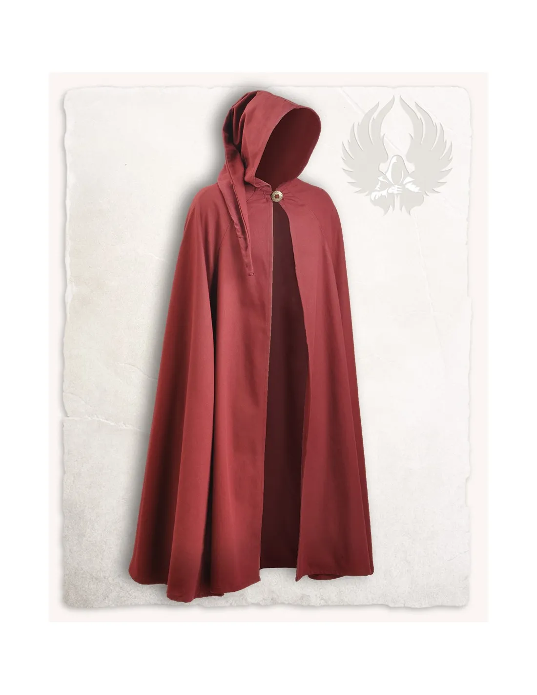 Capa medieval de algodón modelo Gora, color burdeos