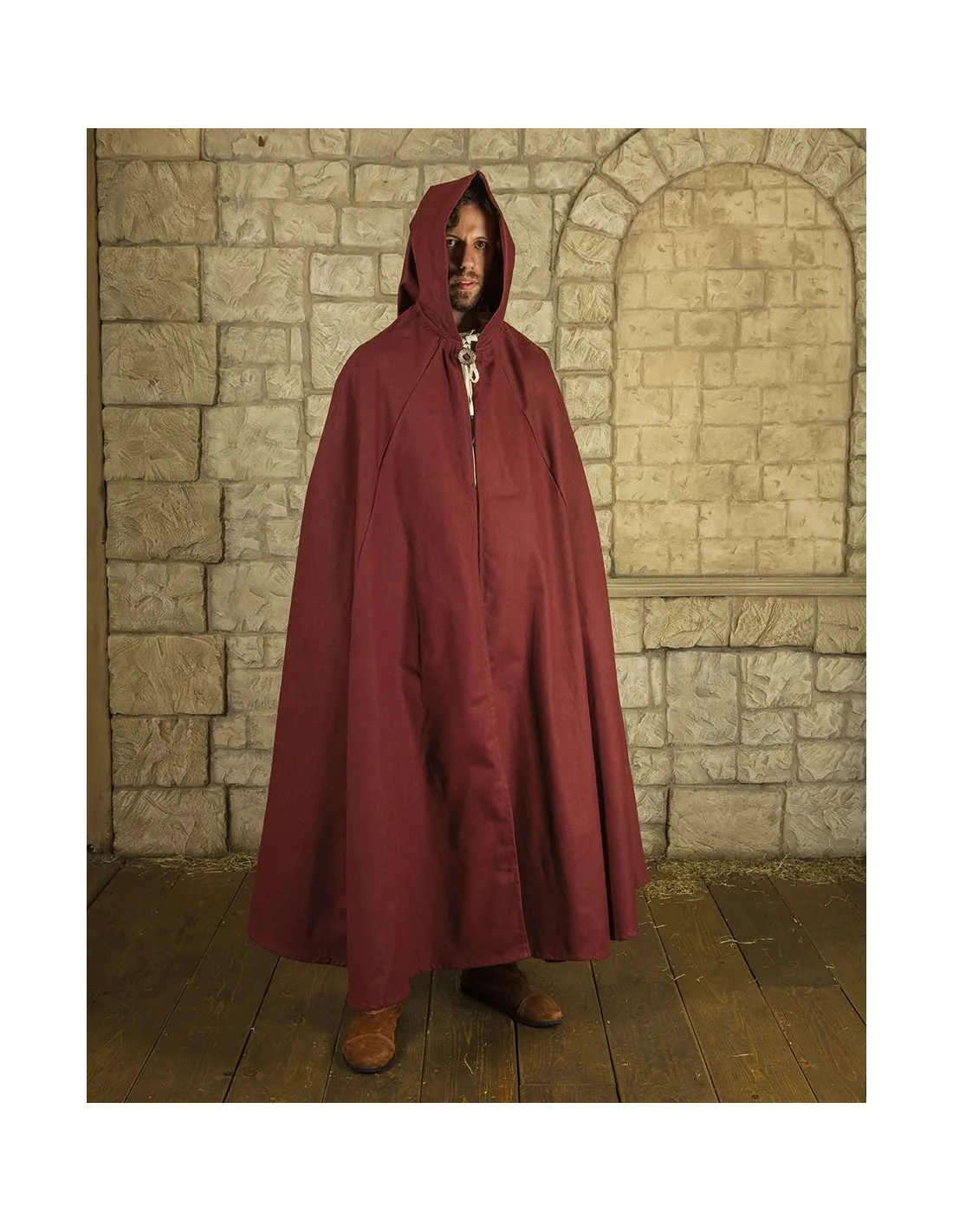 Capa medieval de algodón modelo Gora, color burdeos