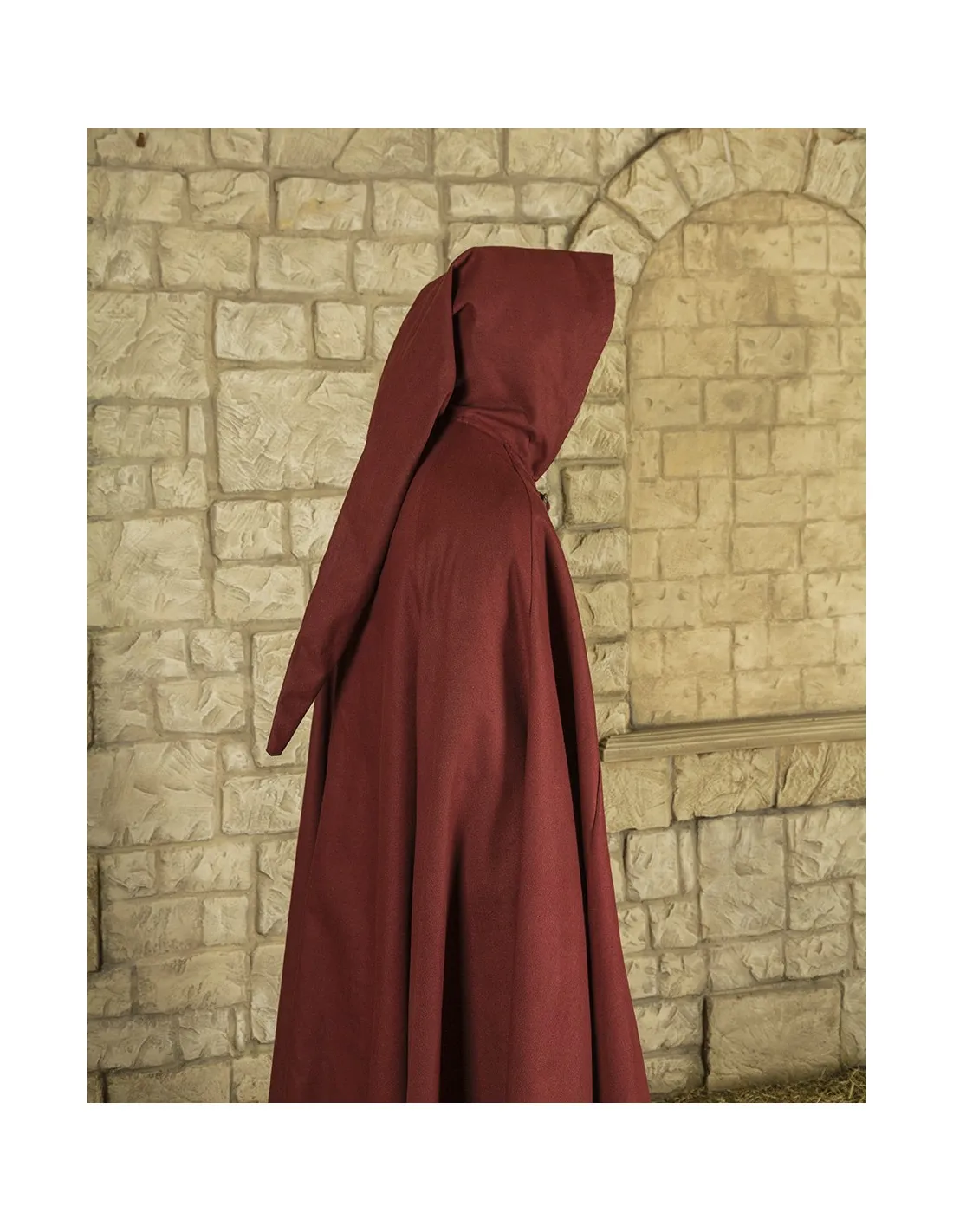 Capa medieval de algodón modelo Gora, color burdeos