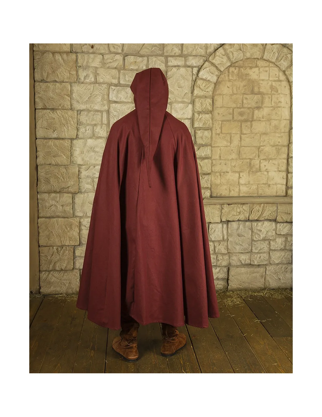 Capa medieval de algodón modelo Gora, color burdeos