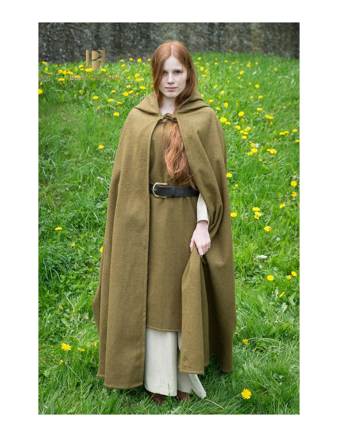 Capa medieval lana Hibernus, mostaza