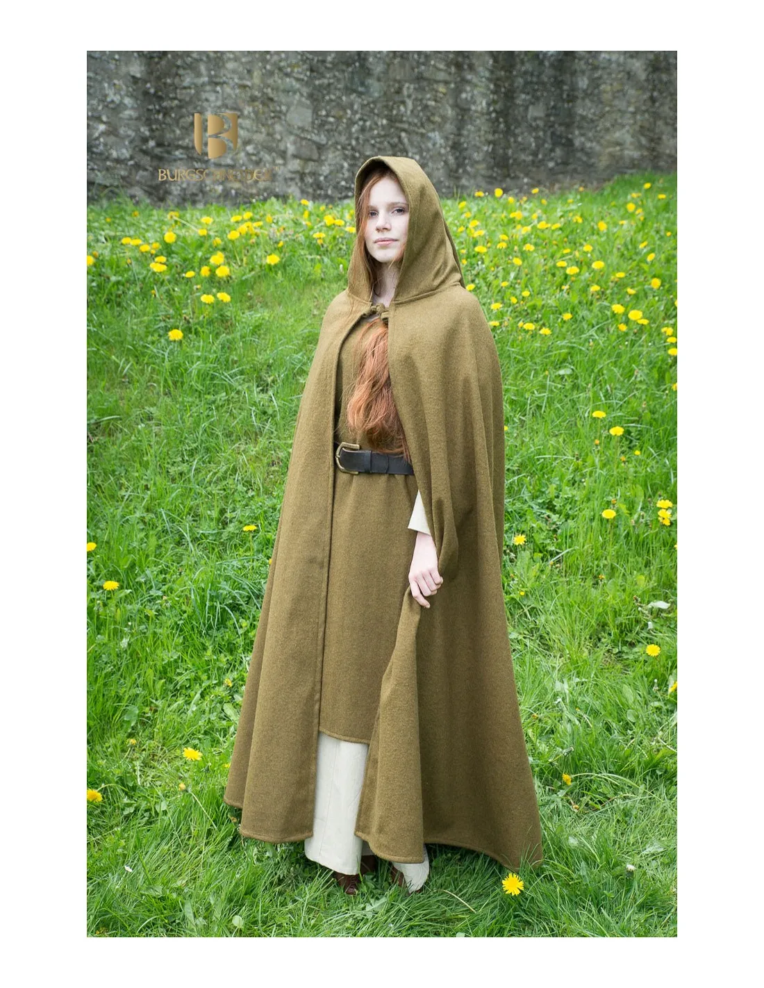 Capa medieval lana Hibernus, mostaza