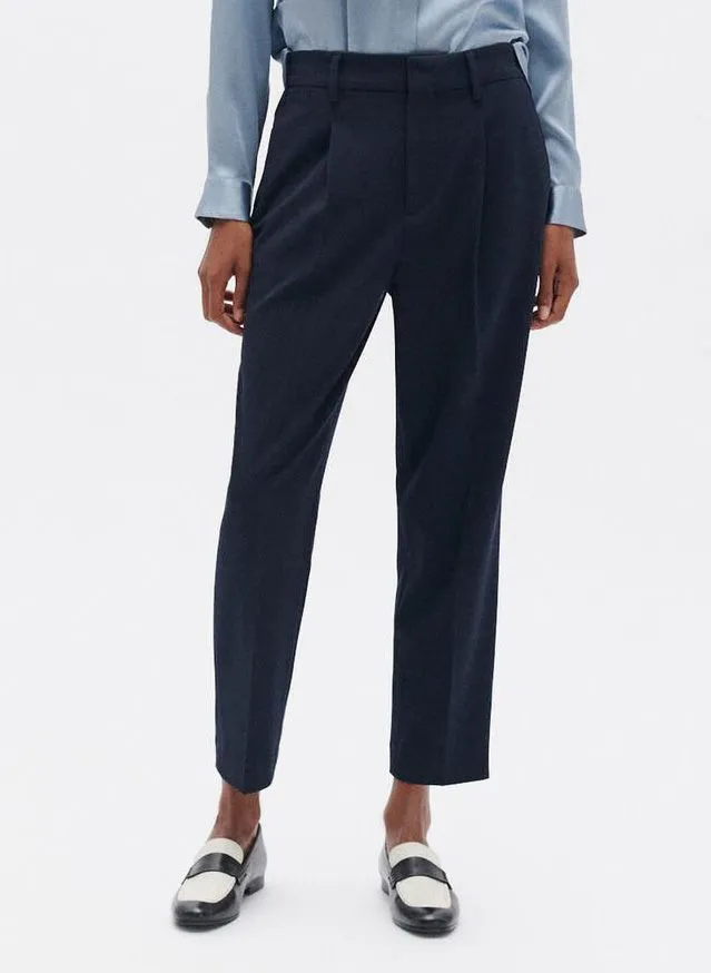 CAROLL PALMER  PANTALóN ELáSTICO CORTE CARROT DE TALLE ALTO EN AZUL