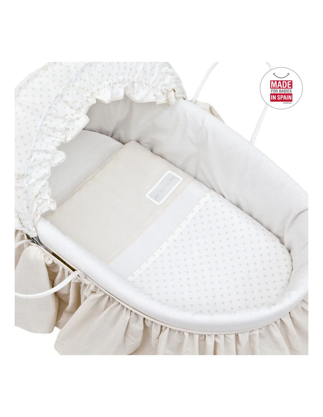 Cesto bebé de palma con capucha Star beige de Cambrass