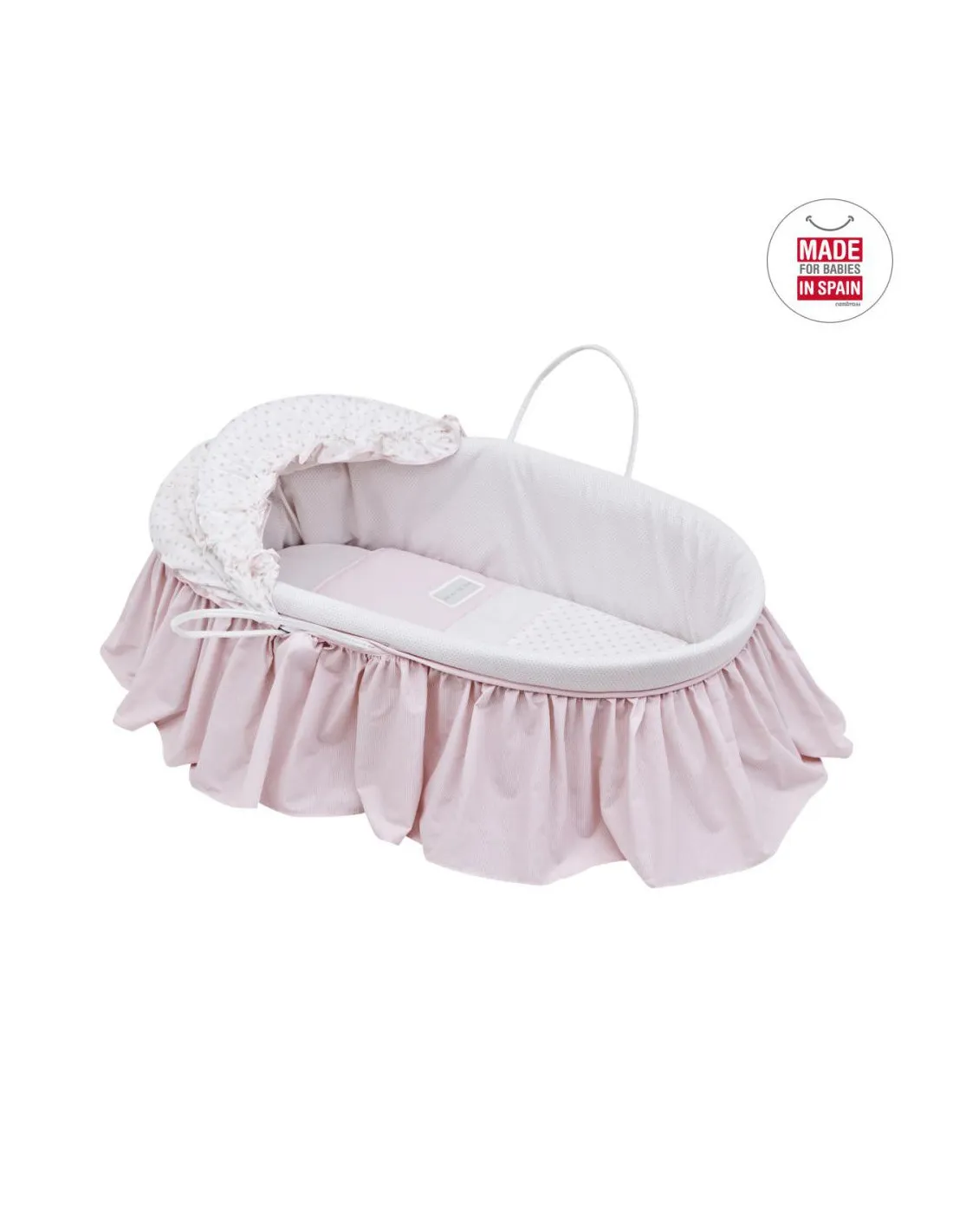 Cesto bebé de palma con capucha Star rosa de Cambrass