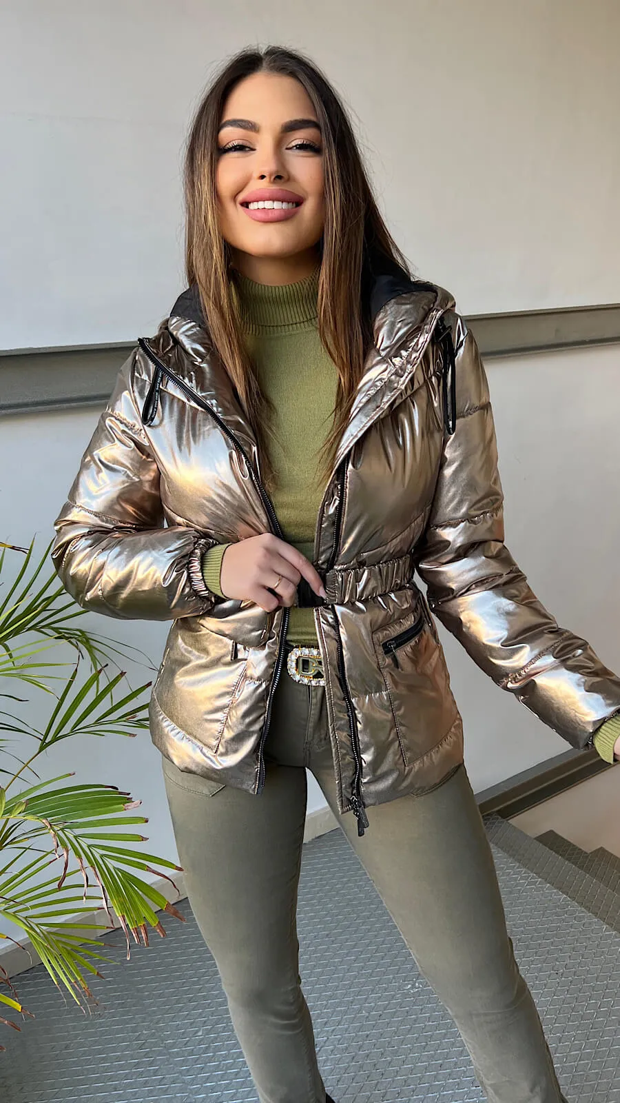 Chaqueta Acolchada Gold Diseño Cinturón