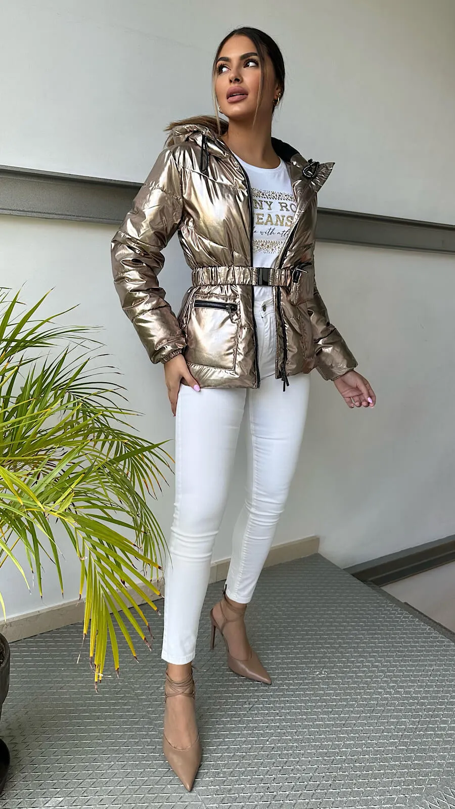 Chaqueta Acolchada Gold Diseño Cinturón
