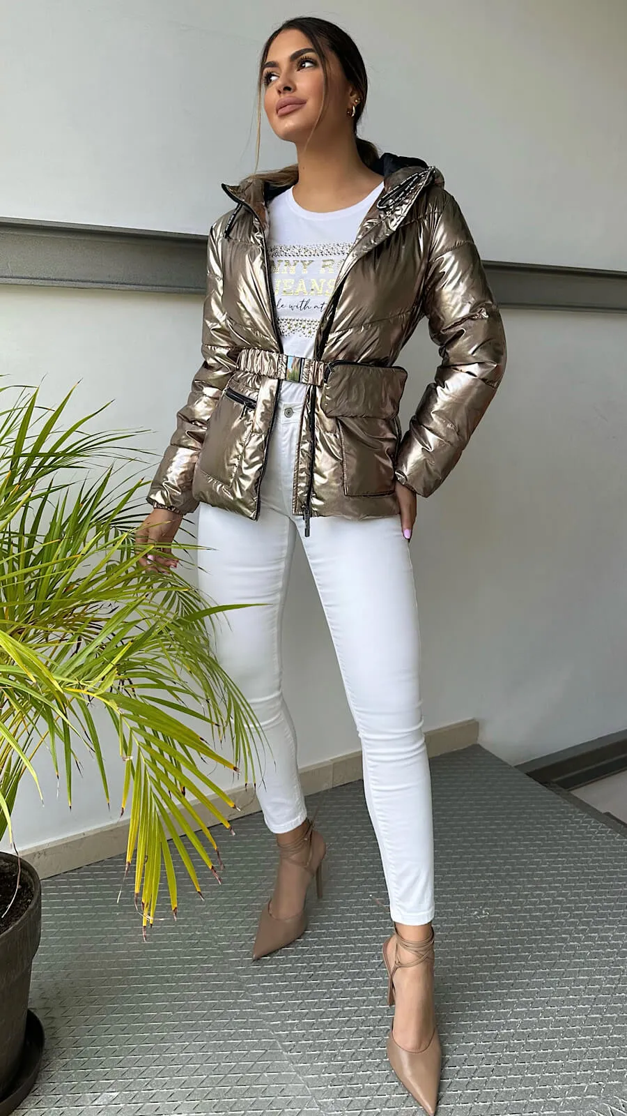 Chaqueta Acolchada Gold Diseño Cinturón
