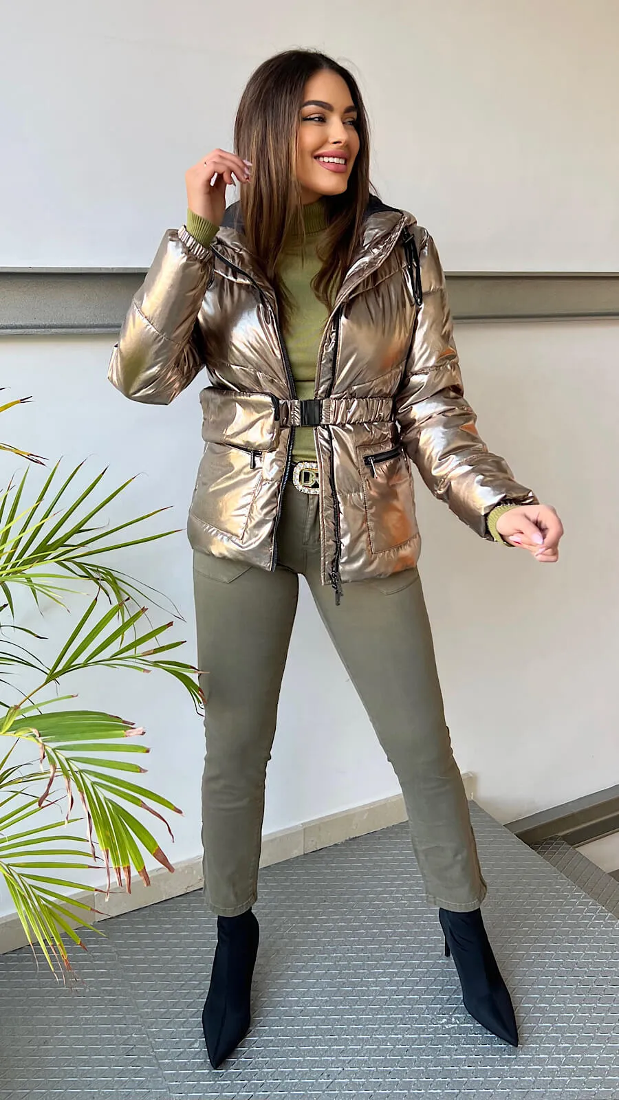 Chaqueta Acolchada Gold Diseño Cinturón