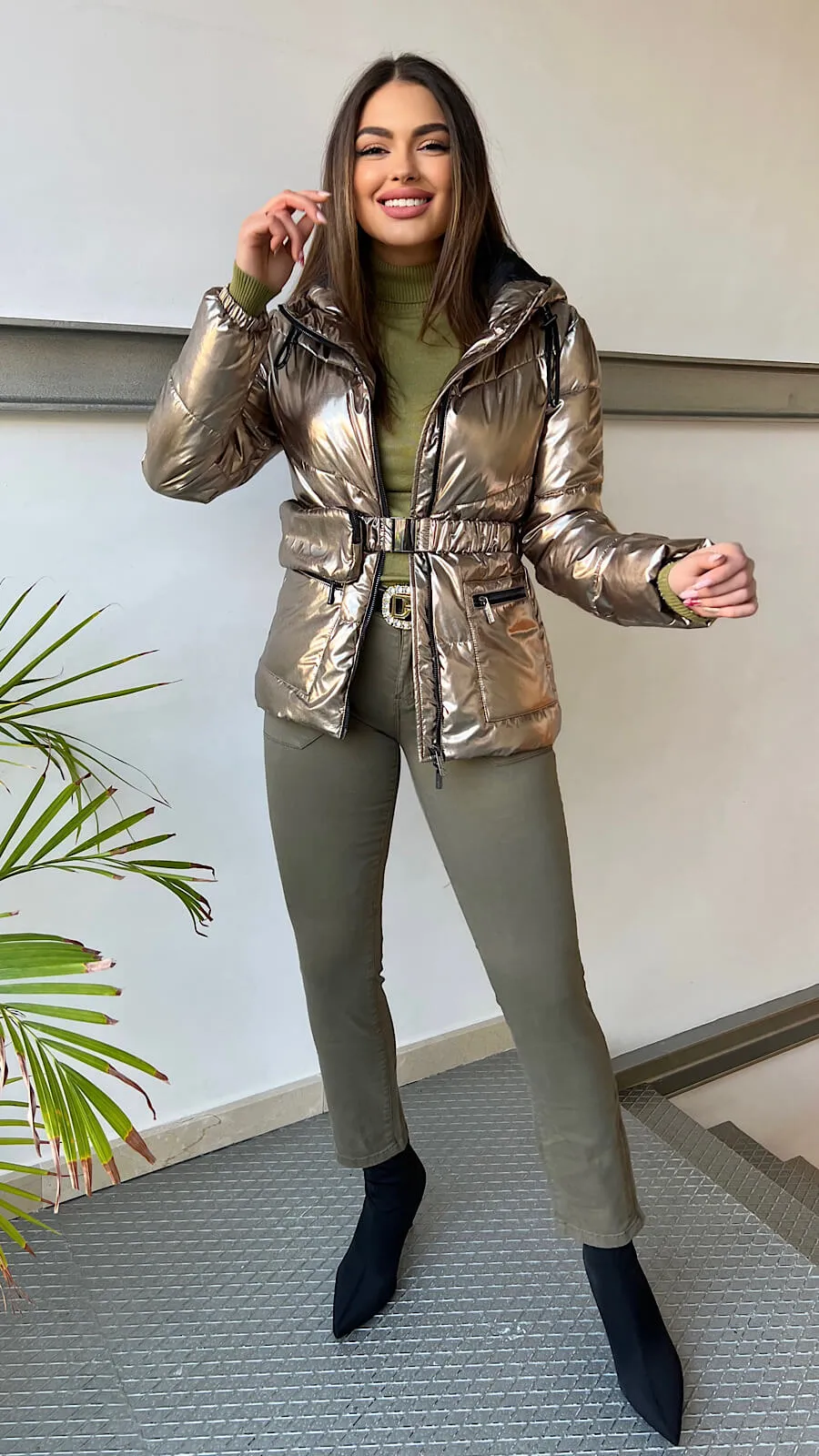 Chaqueta Acolchada Gold Diseño Cinturón
