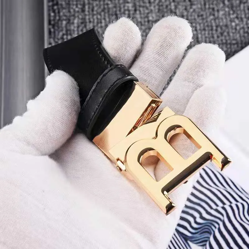 Cinturón informal de negocios con hebilla lisa y letra B de alta calidad, cinturón de cuero genuino para hombre, cinturones vaqu