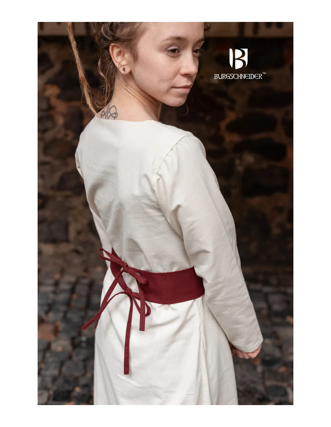 Cinturón medieval ajustable Sieglinde, burdeos
