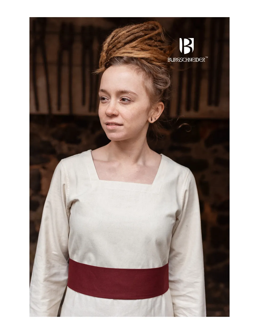 Cinturón medieval ajustable Sieglinde, burdeos