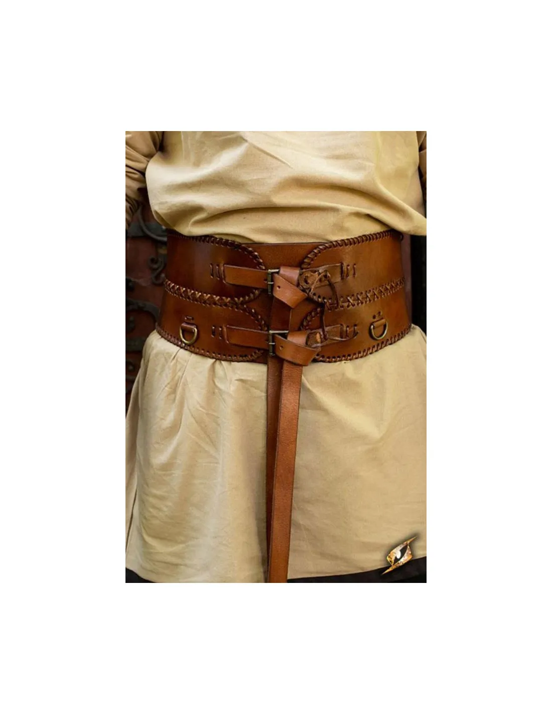 Cinturón medieval ancho, doble cierre