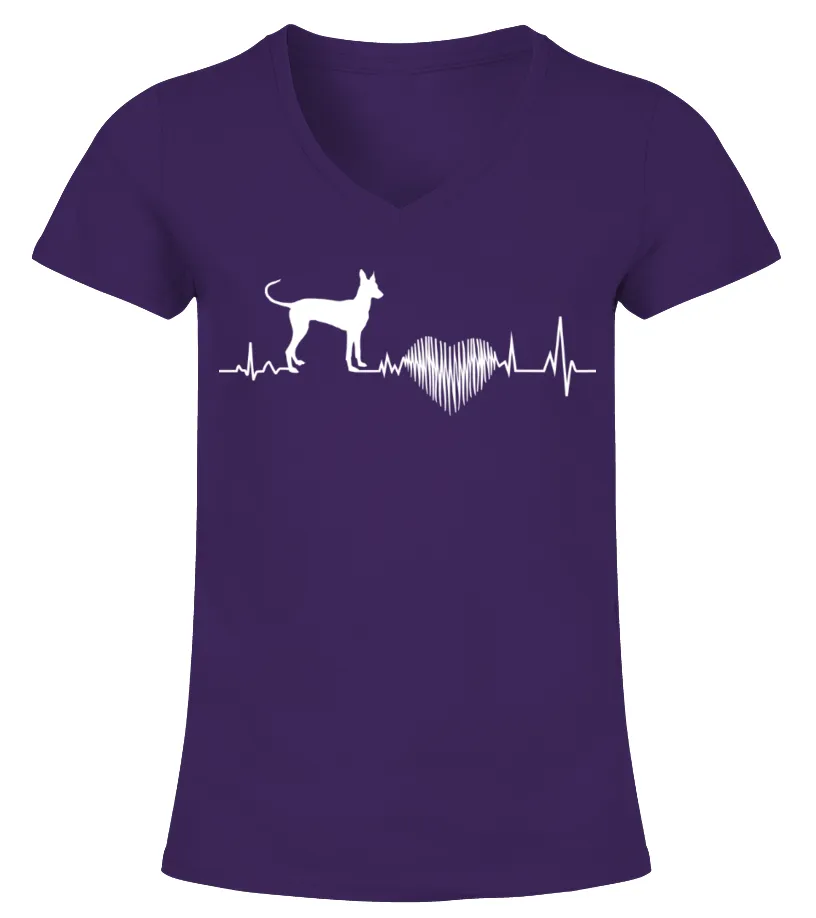 Cirneco dell'Etna Heartbeat shirt Camiseta cuello pico Mujer