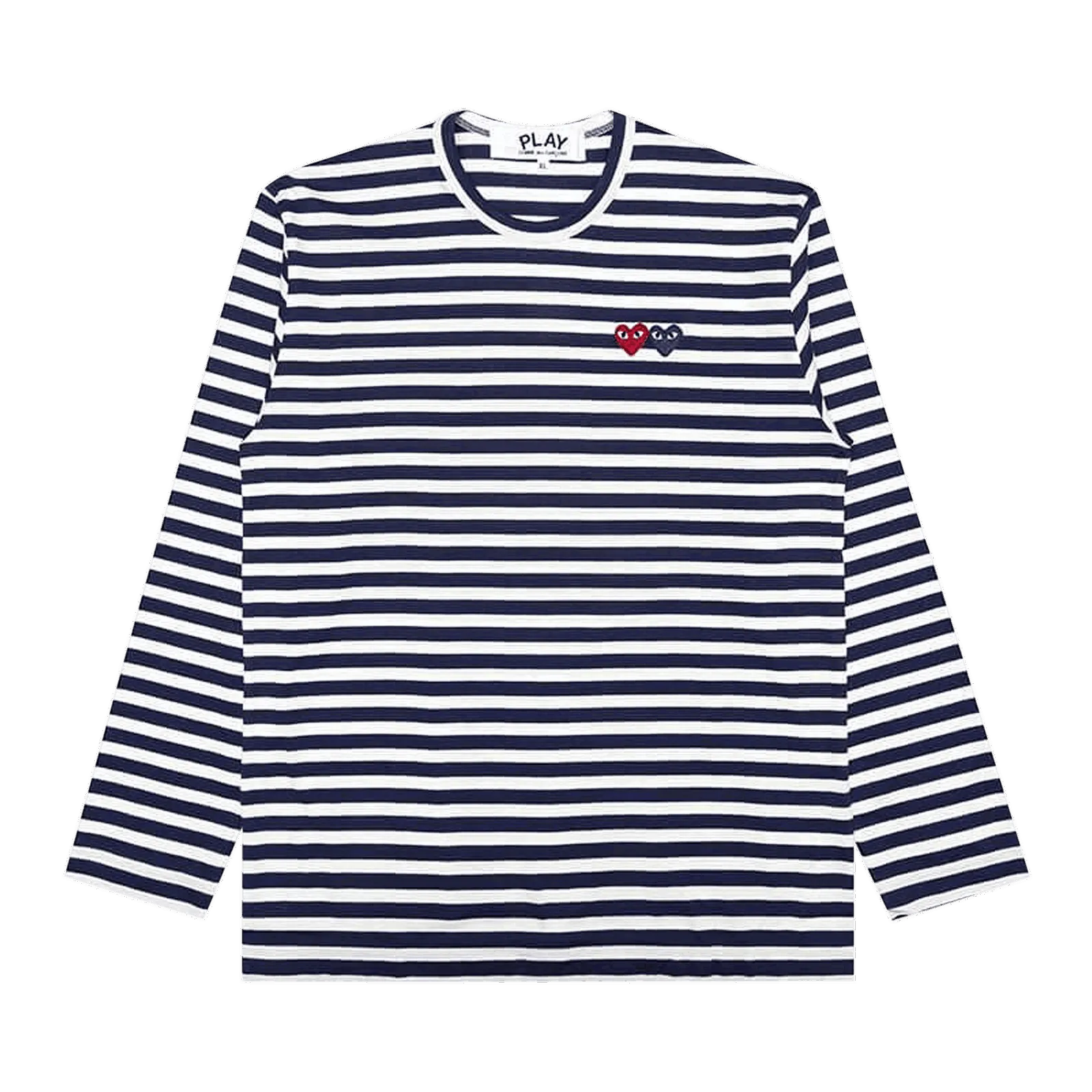 Comme des Garçons PLAY Double Heart Striped Tee