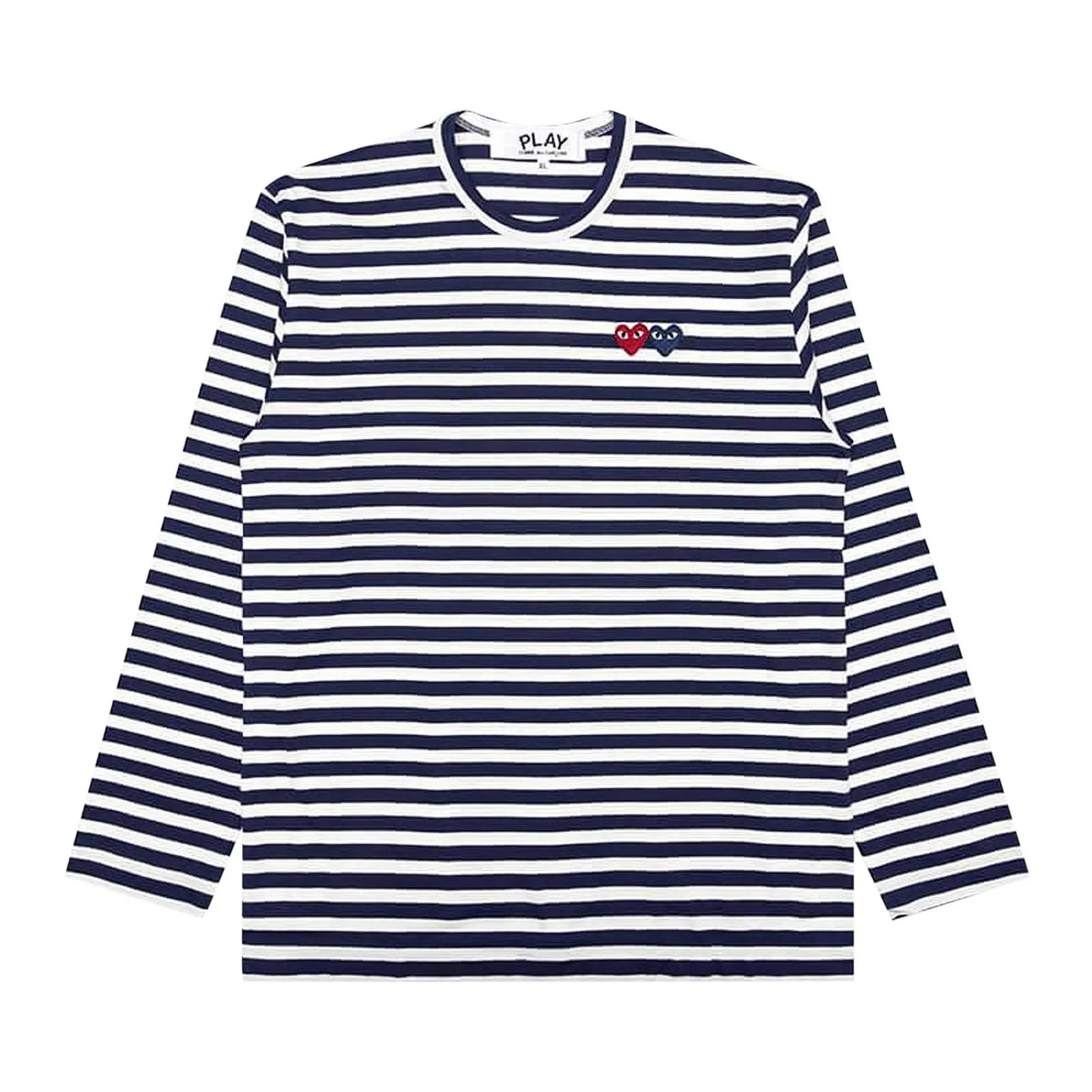 Comme des Garçons PLAY Double Heart Striped Tee