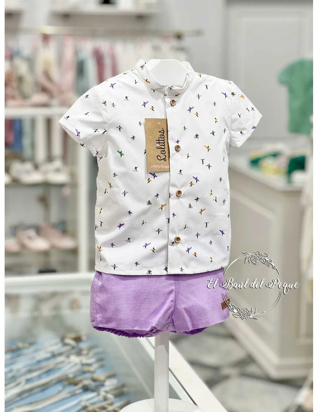 Conjunto Camisa y Pantalón Morado Niño Lolittos Colección Atardecer