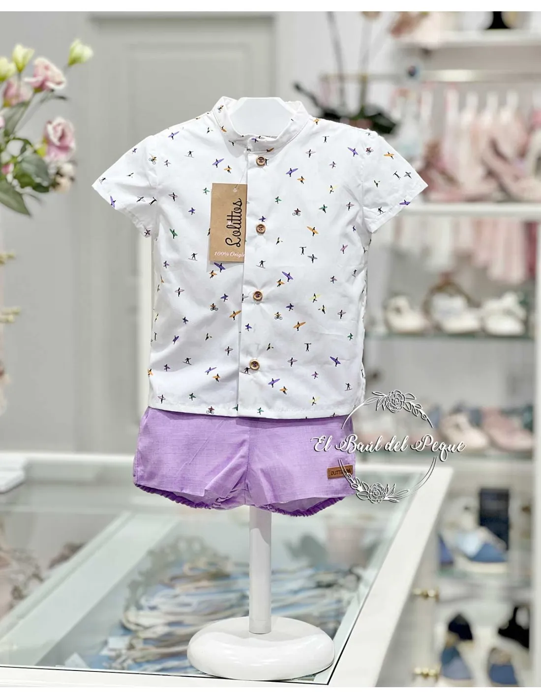 Conjunto Camisa y Pantalón Morado Niño Lolittos Colección Atardecer