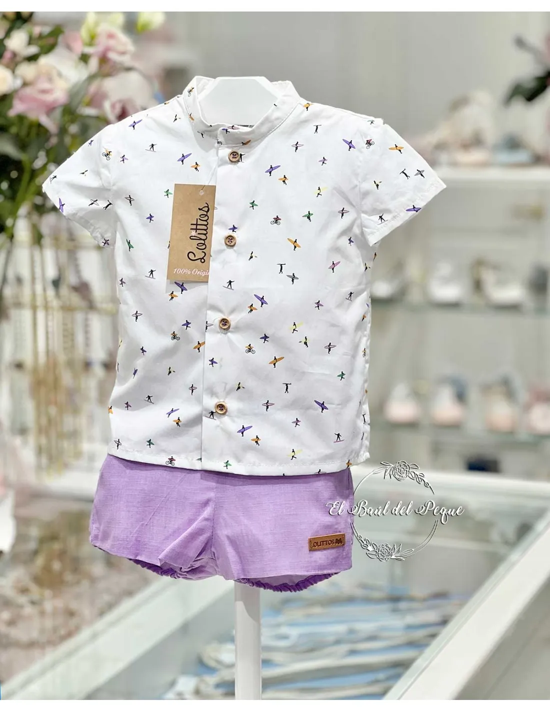 Conjunto Camisa y Pantalón Morado Niño Lolittos Colección Atardecer