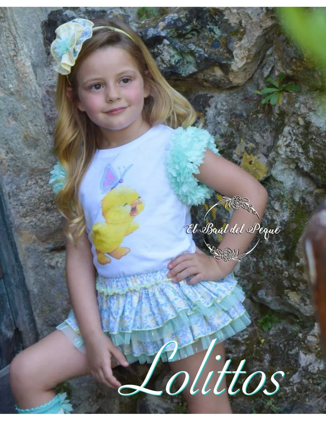 Conjunto Camiseta y Cubrefalda Niña Lolittos Colección Primavera Estampado Flores
