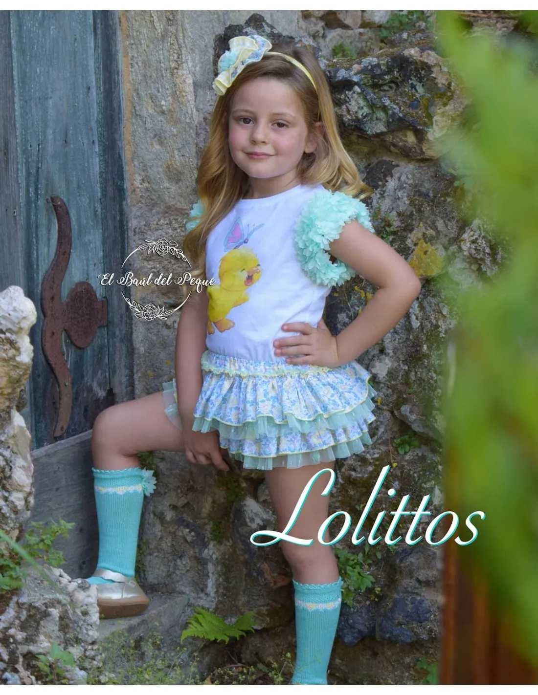 Conjunto Camiseta y Cubrefalda Niña Lolittos Colección Primavera Estampado Flores