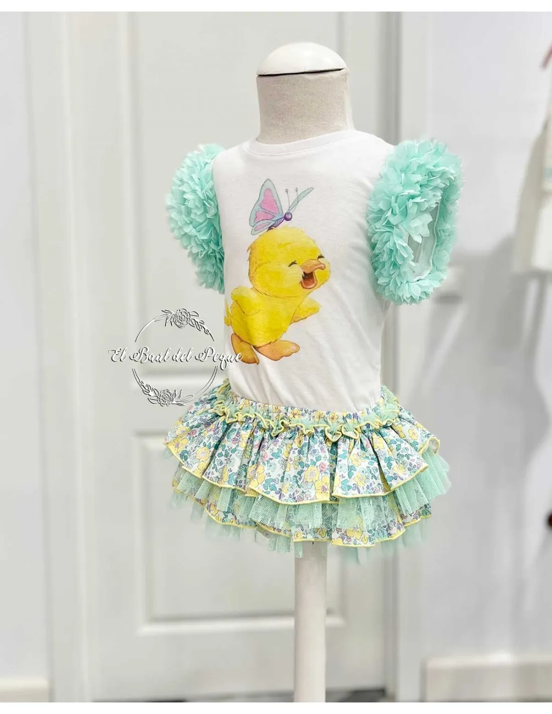 Conjunto Camiseta y Cubrefalda Niña Lolittos Colección Primavera Estampado Flores