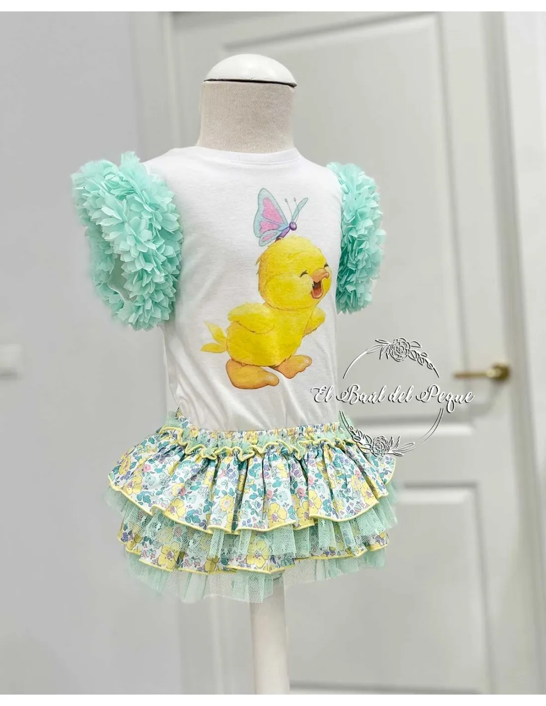 Conjunto Camiseta y Cubrefalda Niña Lolittos Colección Primavera Estampado Flores